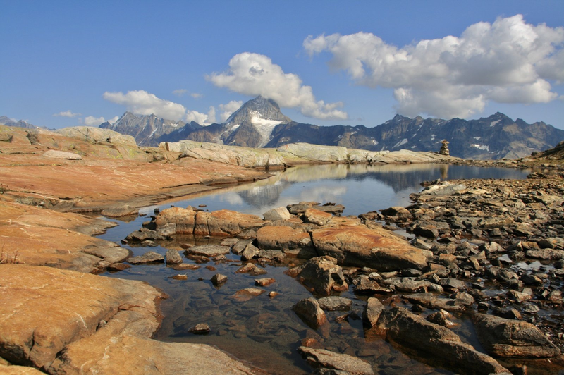 Hora Bietschhorn z průsmyku Lötschepass